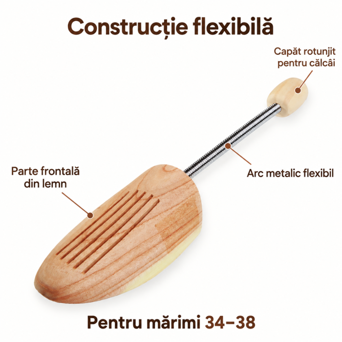 Set 2 sanuri pentru pantofi 34-38 VarioShop®, pentru pastrarea formei incaltamintei, constructie flexibila, parte frontala din lemn, lungime 28,5 cm, crem [7]