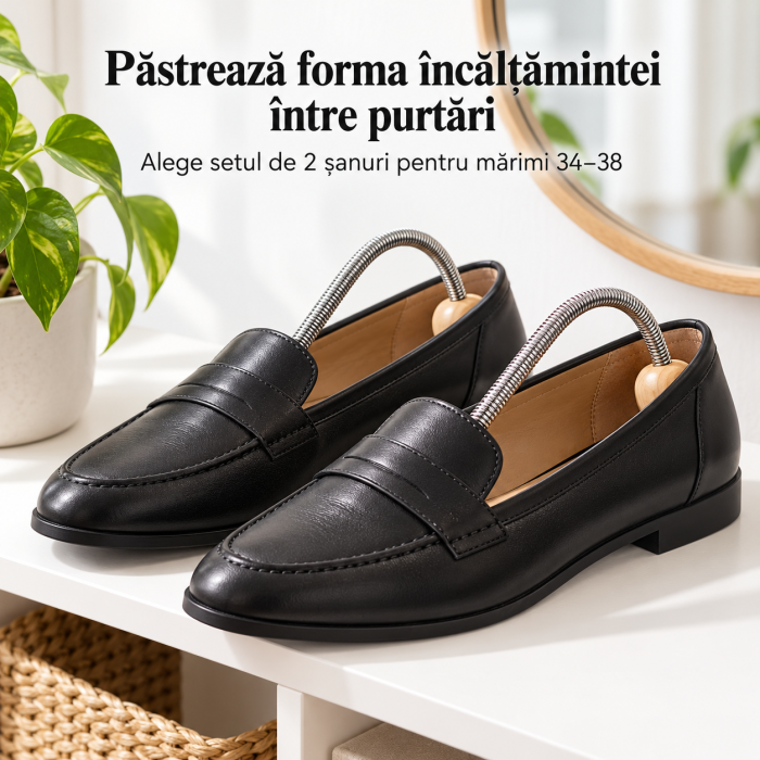 Set 2 sanuri pentru pantofi 34-38 VarioShop®, pentru pastrarea formei incaltamintei, constructie flexibila, parte frontala din lemn, lungime 28,5 cm, crem [4]