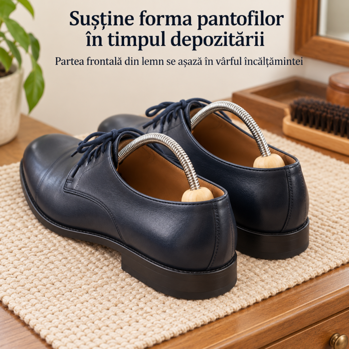 Set 2 sanuri pentru pantofi 34-38 VarioShop®, pentru pastrarea formei incaltamintei, constructie flexibila, parte frontala din lemn, lungime 28,5 cm, crem [3]
