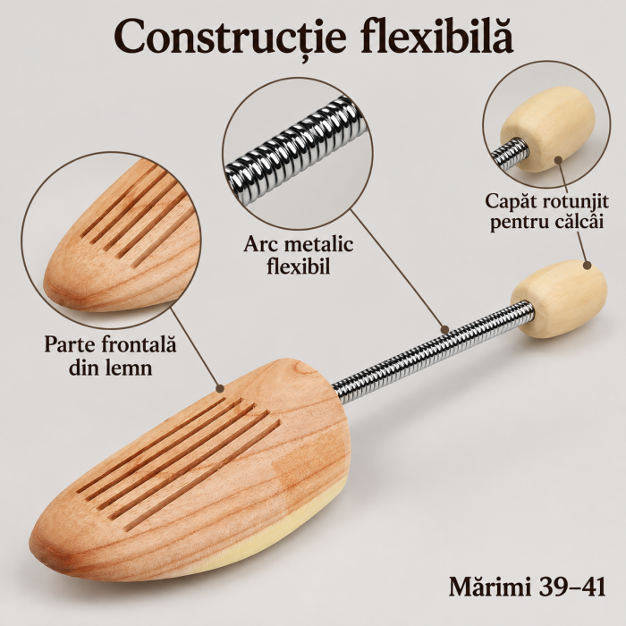 Set 2 sanuri pentru pantofi 39-41 VarioShop®, pentru pastrarea formei incaltamintei, constructie flexibila, parte frontala din lemn, crem [7]