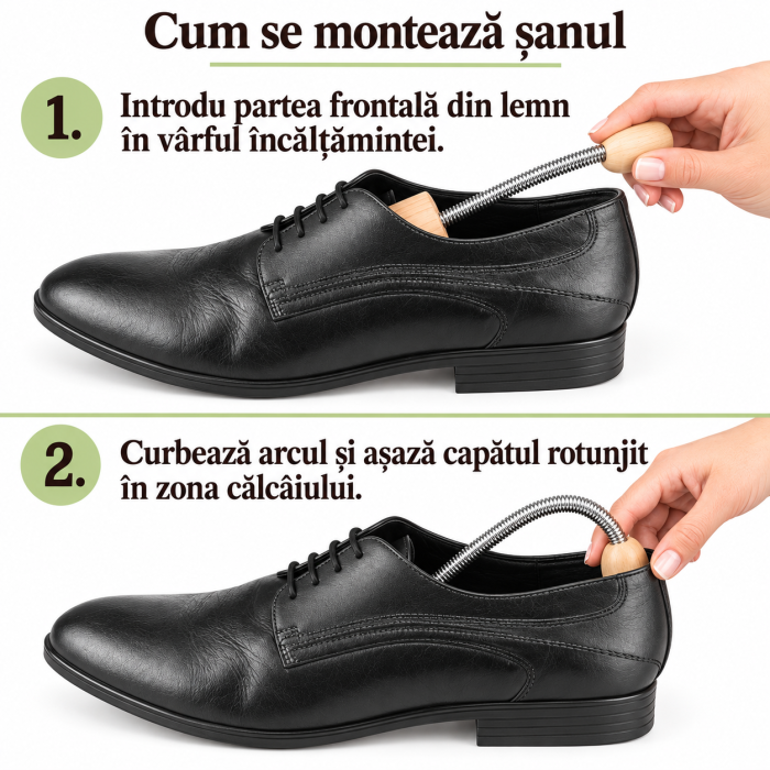 Set 2 sanuri pentru pantofi 39-41 VarioShop®, pentru pastrarea formei incaltamintei, constructie flexibila, parte frontala din lemn, crem [8]