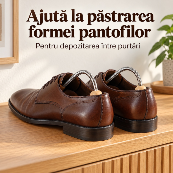 Set 2 sanuri pentru pantofi 42-46 VarioShop®, pentru pastrarea formei incaltamintei, constructie flexibila, parte frontala din lemn, crem [2]