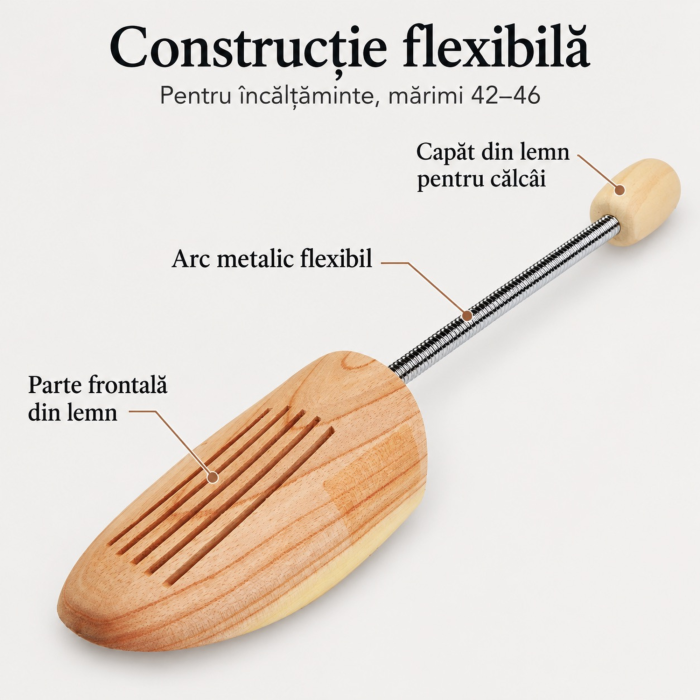 Set 2 sanuri pentru pantofi 42-46 VarioShop®, pentru pastrarea formei incaltamintei, constructie flexibila, parte frontala din lemn, crem [7]