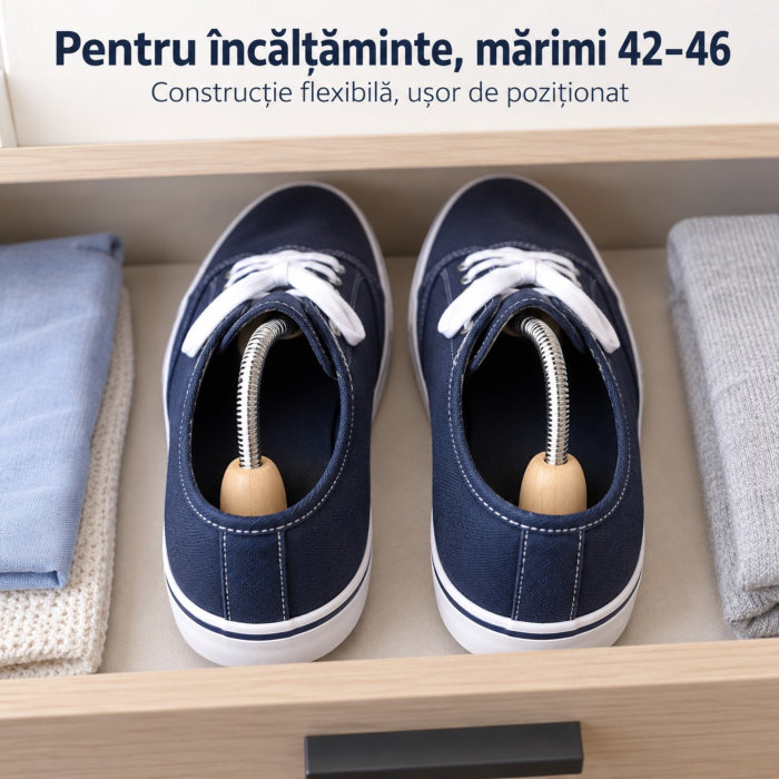 Set 2 sanuri pentru pantofi 42-46 VarioShop®, pentru pastrarea formei incaltamintei, constructie flexibila, parte frontala din lemn, crem [6]