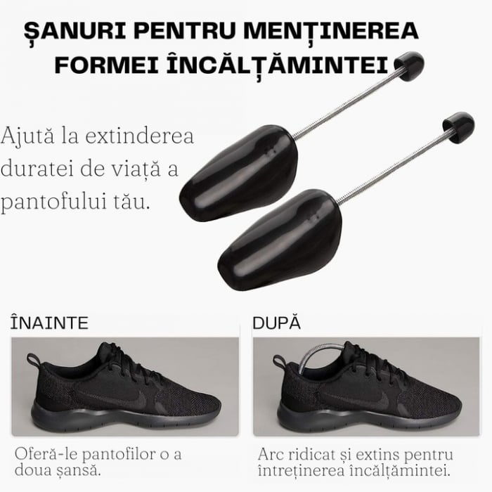 Set 2 Sanuri Reglabile Marime 37 - 42 VarioShop®, Arc Flexibil, Universal, Pentru Largit si Alungit Pantofi, Pentru Toate Tipurile de Pantofi si Incaltaminte, ABS / Otel, 26.5 X 7.5 cm, Negru [2]