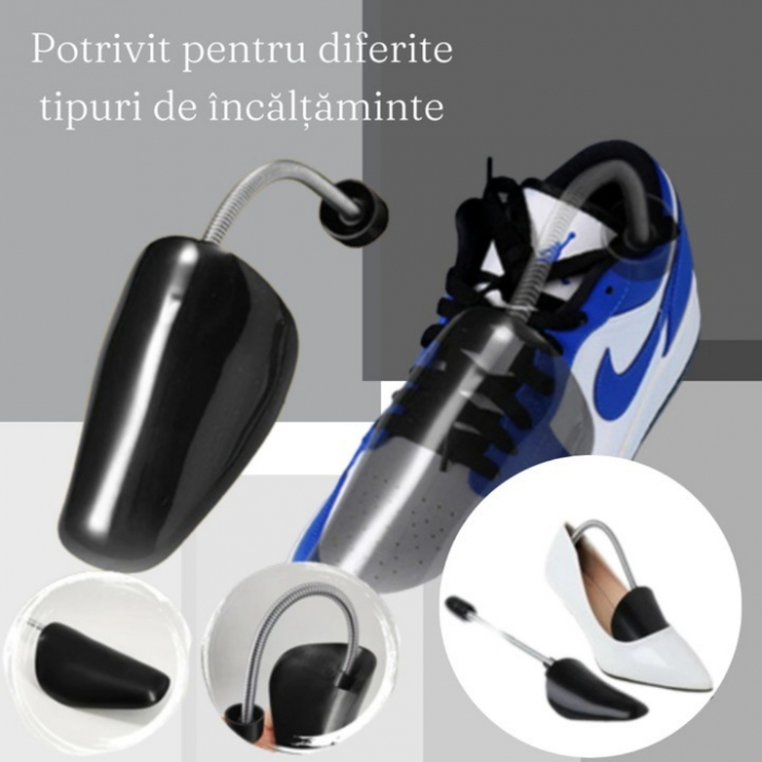 Set 2 Sanuri Reglabile Marime 37 - 42 VarioShop®, Arc Flexibil, Universal, Pentru Largit si Alungit Pantofi, Pentru Toate Tipurile de Pantofi si Incaltaminte, ABS / Otel, 26.5 X 7.5 cm, Negru [10]