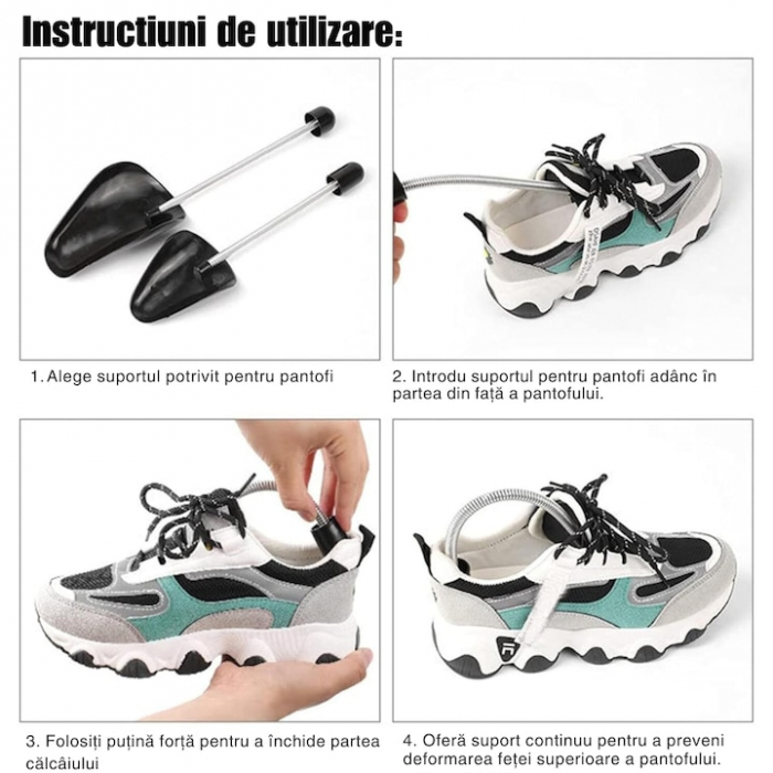 Set 2 Sanuri Reglabile Marime 37 - 42 VarioShop®, Arc Flexibil, Universal, Pentru Largit si Alungit Pantofi, Pentru Toate Tipurile de Pantofi si Incaltaminte, ABS / Otel, 26.5 X 7.5 cm, Negru [3]