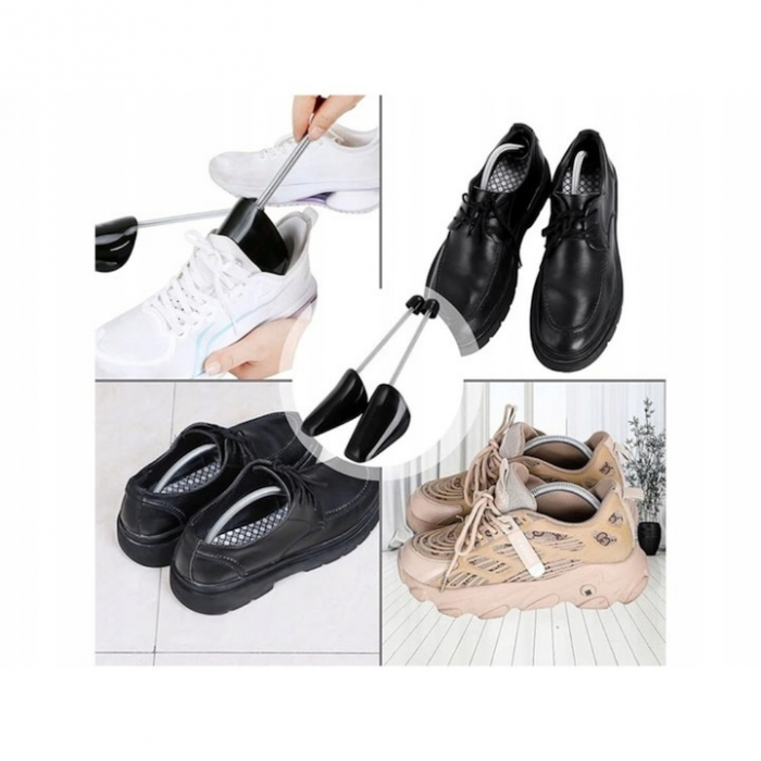 Set 2 Sanuri Reglabile Marime 37 - 42 VarioShop®, Arc Flexibil, Universal, Pentru Largit si Alungit Pantofi, Pentru Toate Tipurile de Pantofi si Incaltaminte, ABS / Otel, 26.5 X 7.5 cm, Negru [20]