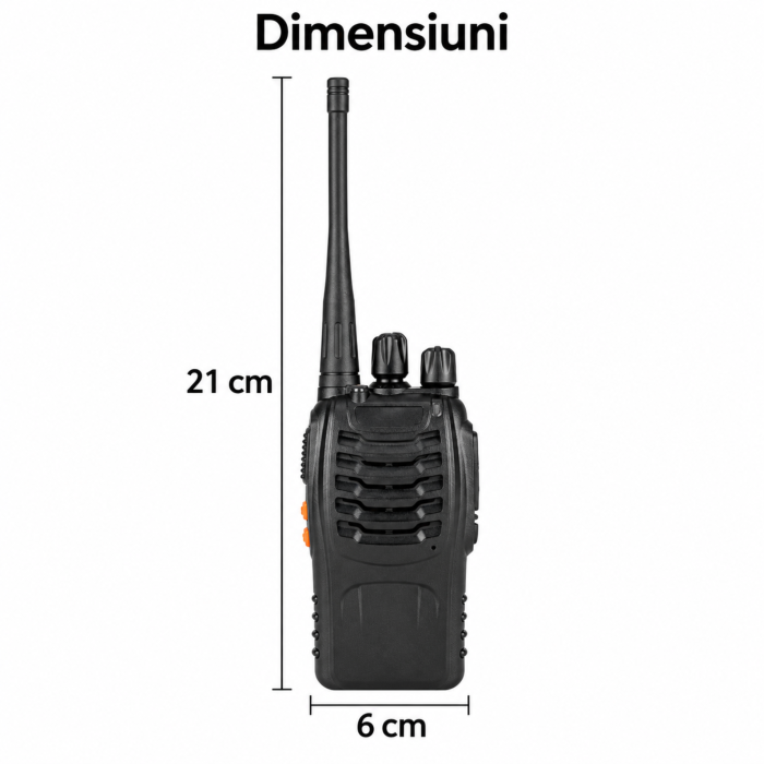 Set 2 statii walkie-talkie VarioShop®, pentru comunicare directa, 16 canale, lanterna LED, acumulatori 1500 mAh, incarcatoare incluse, 21 x 6 cm, negru [4]