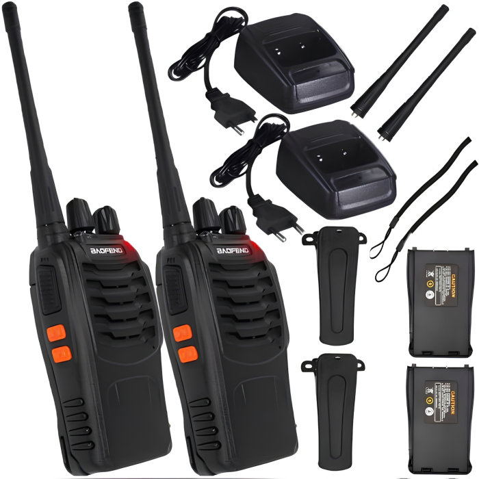 Set 2 statii walkie-talkie VarioShop®, pentru comunicare directa, 16 canale, lanterna LED, acumulatori 1500 mAh, incarcatoare incluse, 21 x 6 cm, negru [8]