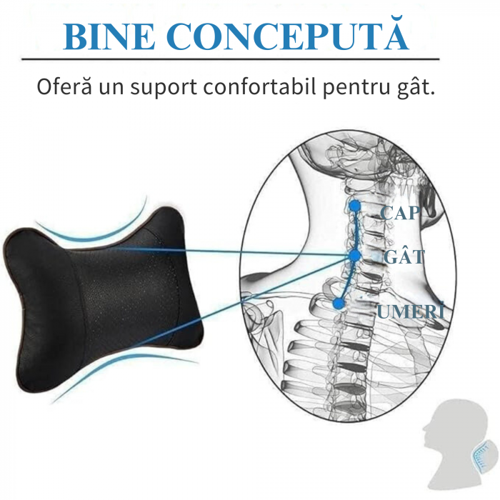 Set 2 tetiere auto VarioShop®, Protejeaza coloana cervicala, sunt Reglabile, Rezistente, Confortabile, Universale, Negru [17]