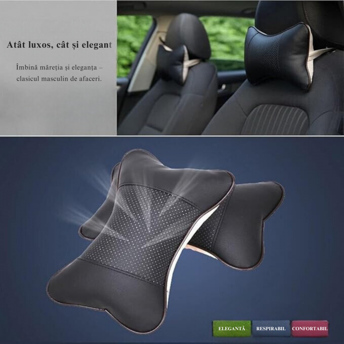 Set 2 tetiere auto VarioShop®, Protejeaza coloana cervicala, sunt Reglabile, Rezistente, Confortabile, Universale, Negru [19]