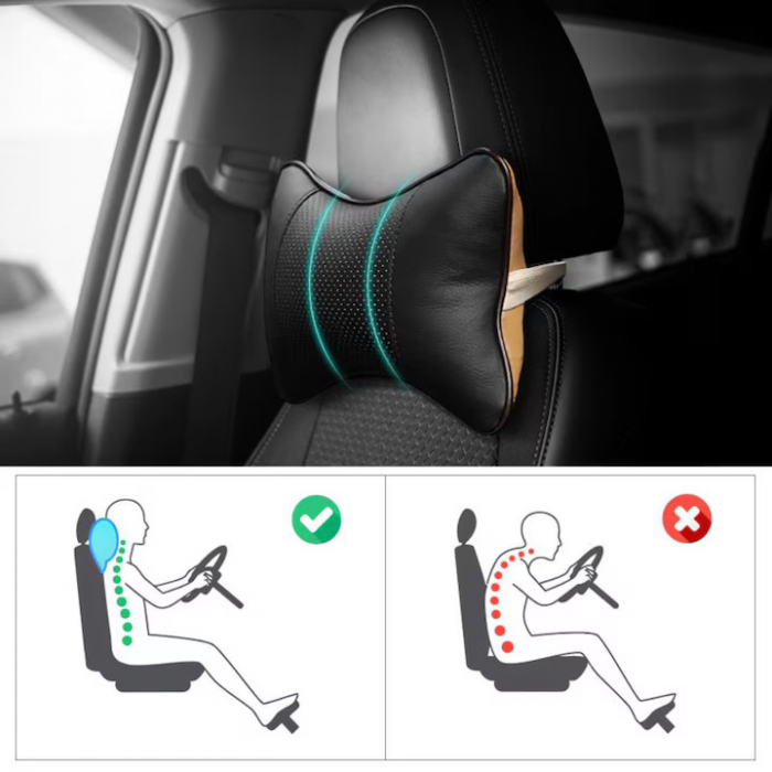 Set 2 tetiere auto VarioShop®, Protejeaza coloana cervicala, sunt Reglabile, Rezistente, Confortabile, Universale, Negru [38]
