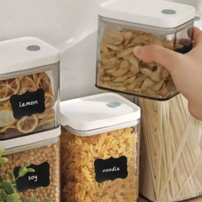 Set 24 etichete autoadezive reutilizabile VarioShop®, marker, lavabile si usor de utilizat, ideal pentru organizare borcane, condimente, cutii, Negru [4]