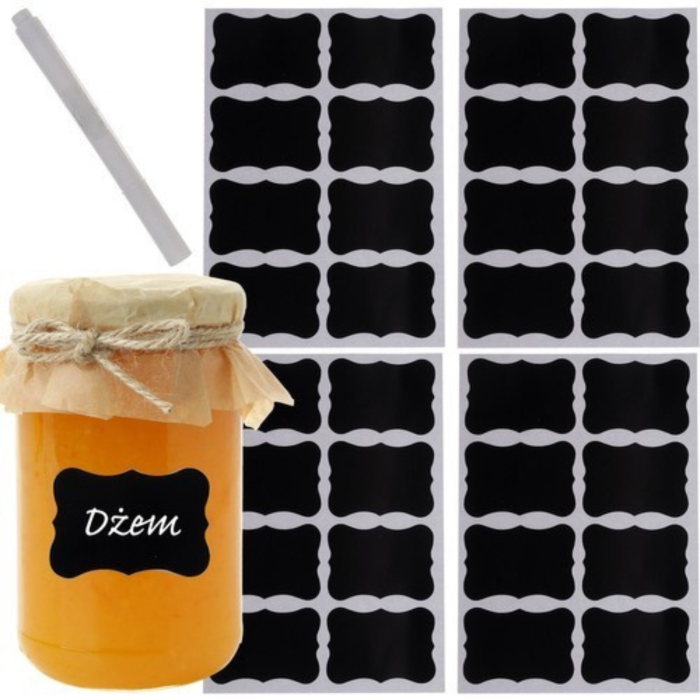 Set 24 etichete autoadezive reutilizabile VarioShop®, marker, lavabile si usor de utilizat, ideal pentru organizare borcane, condimente, cutii, Negru [17]