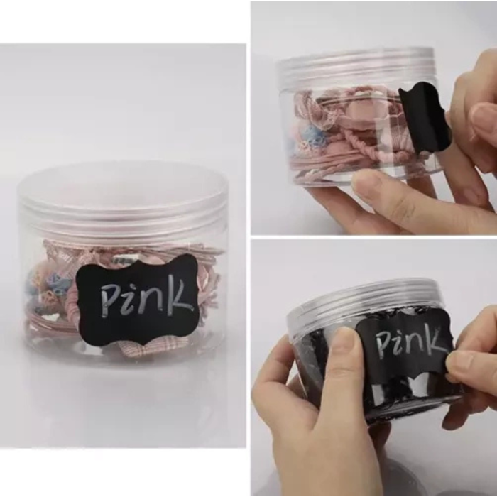 Set 24 etichete autoadezive reutilizabile VarioShop®, marker, lavabile si usor de utilizat, ideal pentru organizare borcane, condimente, cutii, Negru [9]