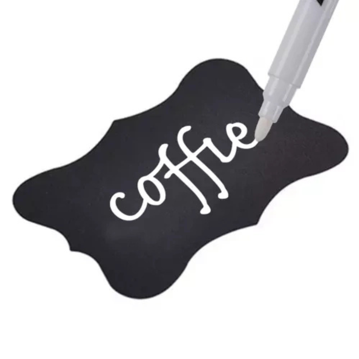 Set 24 etichete autoadezive reutilizabile VarioShop®, marker, lavabile si usor de utilizat, ideal pentru organizare borcane, condimente, cutii, Negru [20]