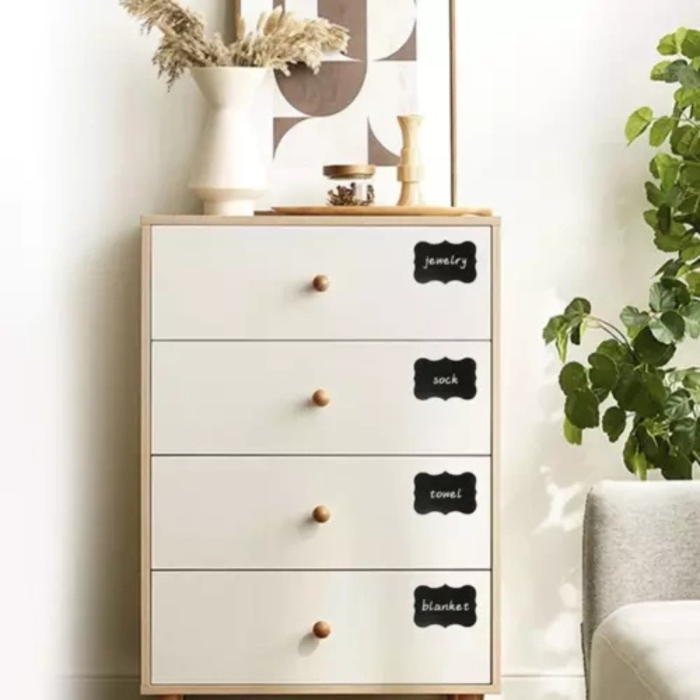 Set 24 etichete autoadezive reutilizabile VarioShop®, marker, lavabile si usor de utilizat, ideal pentru organizare borcane, condimente, cutii, Negru [3]