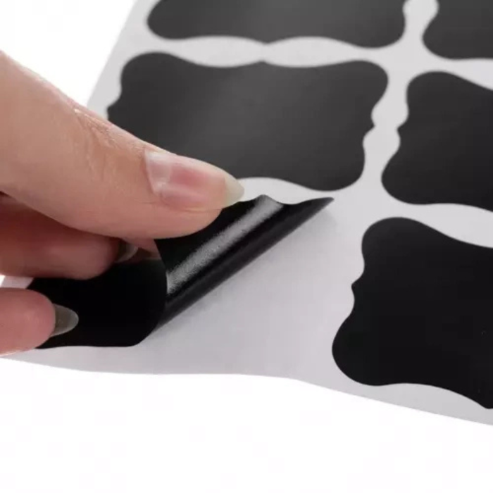 Set 24 etichete autoadezive reutilizabile VarioShop®, marker, lavabile si usor de utilizat, ideal pentru organizare borcane, condimente, cutii, Negru [2]