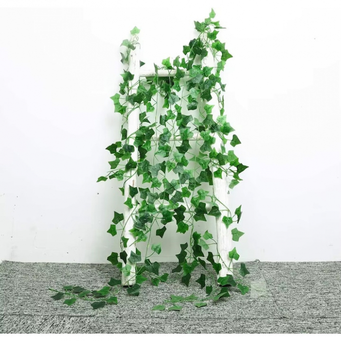 Set 12 ghirlande decorative VarioShop®, Model Iedera Artificiala, 81 Frunze/Ramura, Lungime 25.2m, Inaltime 2.1m, Interior/Exterior, Usor de Fixat, Plastic, Verde [29]