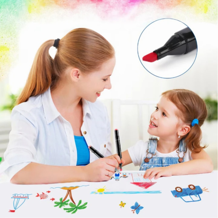 Set 24 markere duble VarioShop®, Carioci profesionale, Culori vii pe baza de alcool, 2 varfuri rezistente, geanta depozitare, Multicolore [4]