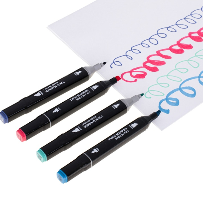 Set 24 markere duble VarioShop®, Carioci profesionale, Culori vii pe baza de alcool, 2 varfuri rezistente, geanta depozitare, Multicolore [18]