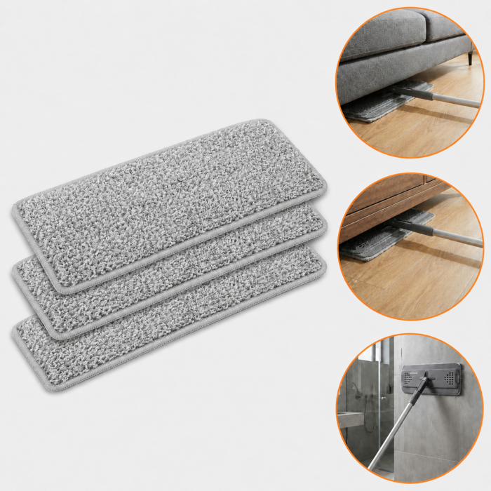 Set 3 rezerve pentru mop plat VarioShop®, pentru curatarea podelelor, prindere velcro, material absorbant, 33 x 12 cm, gri [3]
