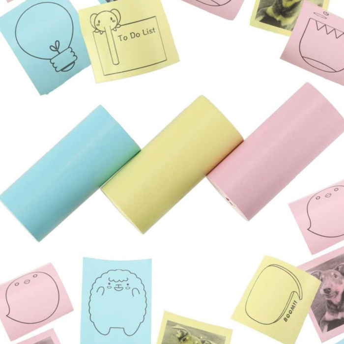 Set 3 role hartie termica colorata pentru mini imprimanta portabila, 57 mm latime si 3 m lungime, fara cerneala [5]