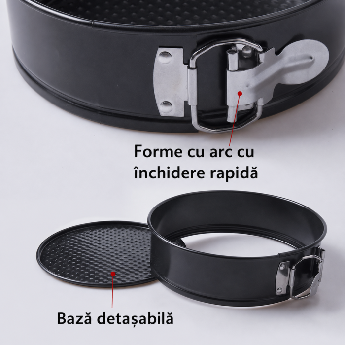 Set 3 tavi pentru copt VarioShop®, rotunde, antiaderente, margine detasabila cu incuietoare, 24/26/28 cm [3]