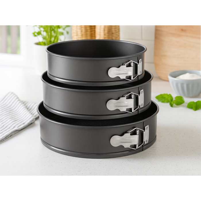 Set 3 tavi pentru copt VarioShop®, rotunde, antiaderente, margine detasabila cu incuietoare, 24/26/28 cm [8]