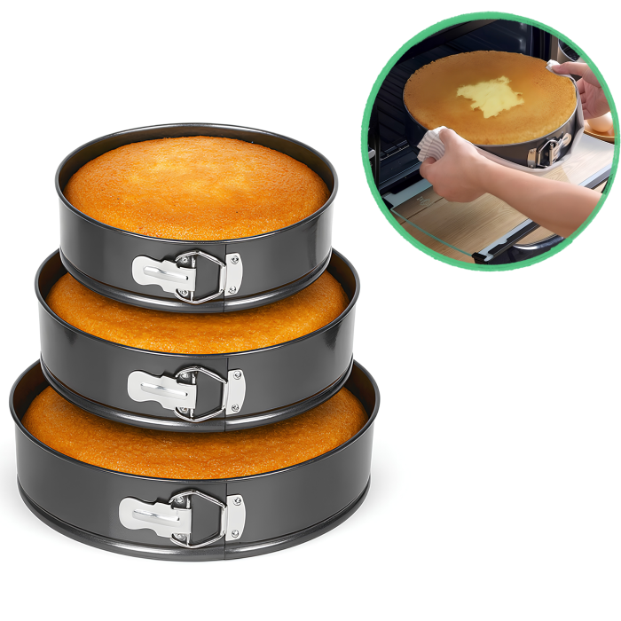 Set 3 tavi pentru copt VarioShop®, rotunde, antiaderente, margine detasabila cu incuietoare, 24/26/28 cm [7]