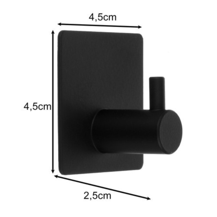 Set 4 carlige pentru prosoape VarioShop®, din metal, stil loft, montaj fara gaurire cu banda adeziva rezistenta la umiditate, suport prosoape baie 3 kg, otel inoxidabil, 4.5x4.5 cm, Negru [10]