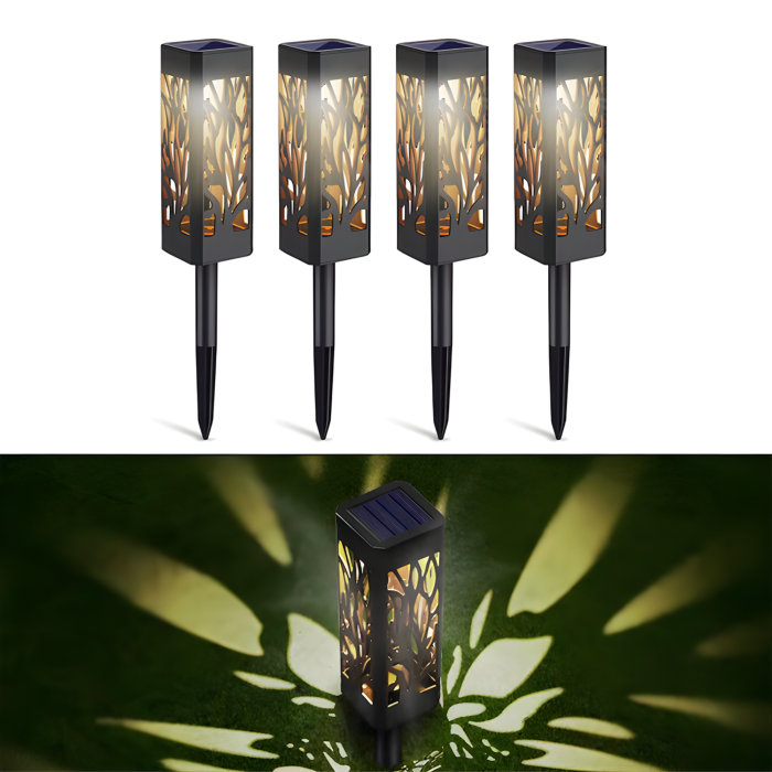 Set 4 felinare solare gradina VarioShop® 39 cm, lampi LED exterior cu lumina calda, impermeabile IP44, iluminat decorativ pentru alei, curte si terasa [2]