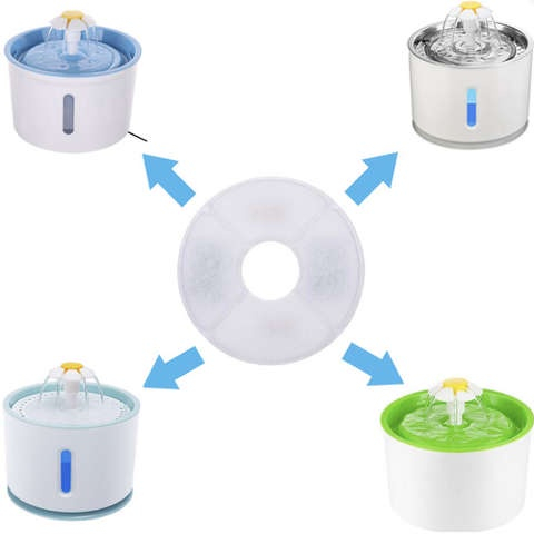 Set 4 Filtre Rezerva pentru Dispenser Apa VarioShop®, tip adapator fantana pentru caini si pisici, purificare, carbon activ, ionizare, model rotund, dimensiune 12.5 cm, alb [47]