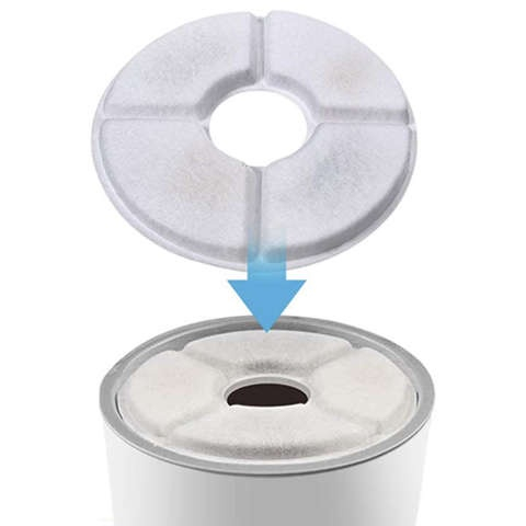 Set 4 Filtre Rezerva pentru Dispenser Apa VarioShop®, tip adapator fantana pentru caini si pisici, purificare, carbon activ, ionizare, model rotund, dimensiune 12.5 cm, alb [20]