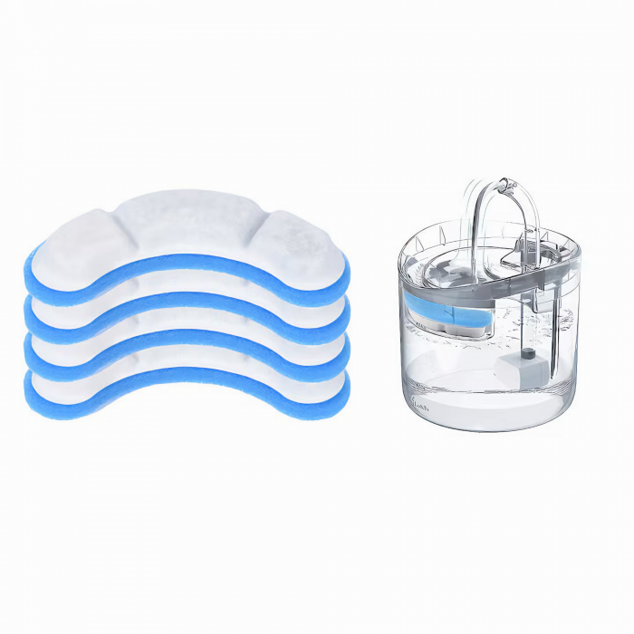 Set 4 Filtre VarioShop® pentru Dispenser De Apa Automat Destinat Animalelor de Companie, Format Din 3 Strauri, Purificare, Ionizare, Carbon Activ, Dimensiune 11, 4 x 3 x 1, 3 cm [52]
