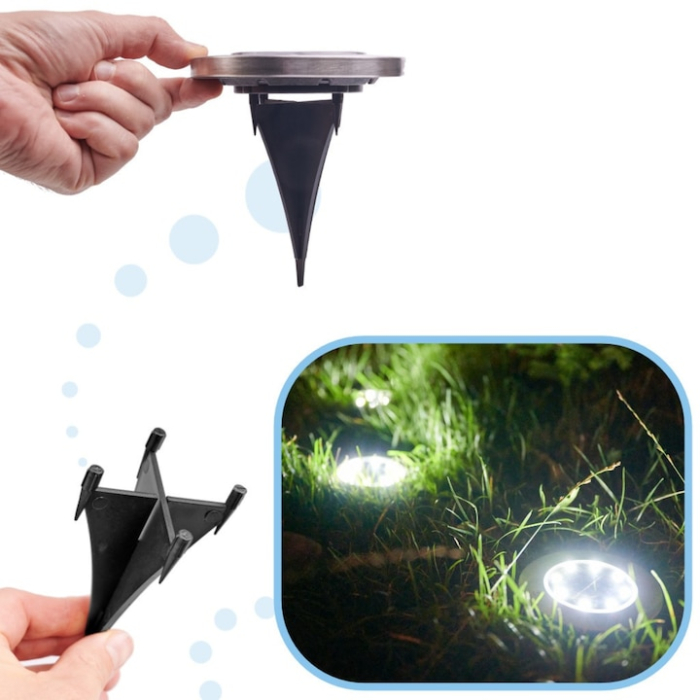 Set 4 lampi solare LED pentru gradina, VarioShop®, rezistenta la apa IP65, cu 8 LED-uri/lampa, argintiu [2]