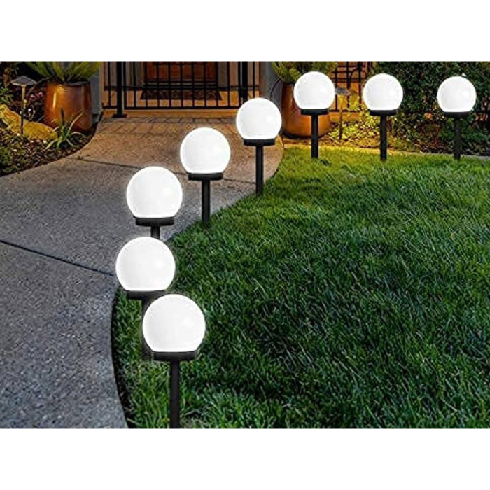 Set 4 lampi solare VarioShop®, de exterior, pentru gradina, tip glob, LED cu autonomie pana la 10 ore, impermeabilitate IP65, incarcare solara, rezistente la intemperii, Alb [2]