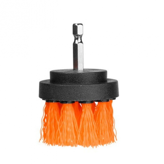 Set 4 perii de Curatare VarioShop® pentru Bormasina, Ideal pentru covoare, anvelope auto, Diferite dimensiuni, Culoare portocaliu [7]