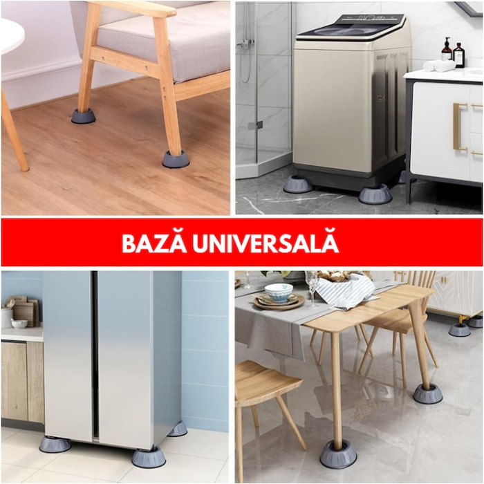 Set 4 picioruse antivibratii universale VarioShop®, zgomotul si protejeaza podeaua, pentru masini de spalat, uscatoare sau frigidere, Gri [3]