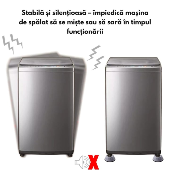 Set 4 picioruse antivibratii universale VarioShop®, zgomotul si protejeaza podeaua, pentru masini de spalat, uscatoare sau frigidere, Gri [2]