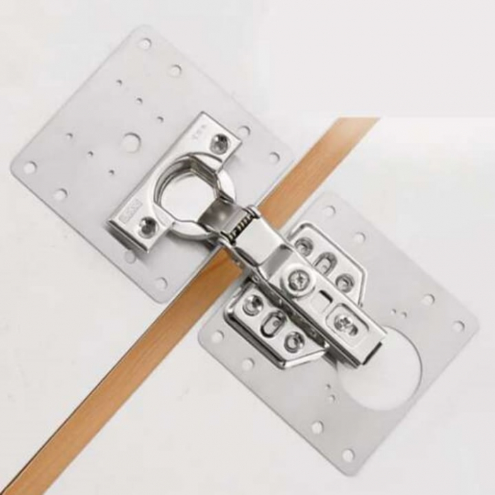 Set 4 Placi de Fixare pentru Repararea Balamalelor VarioShop®, Utilizare Universala, Usor de Montat, 24 Suruburi Incluse, Otel Inoxidabil, 9 x 9 cm, Argintiu [14]