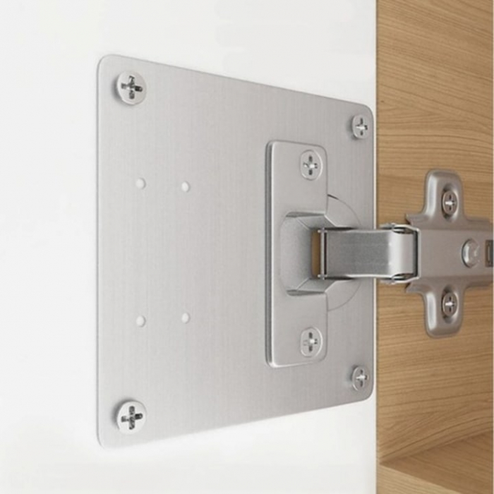 Set 4 Placi de Fixare pentru Repararea Balamalelor VarioShop®, Utilizare Universala, Usor de Montat, 24 Suruburi Incluse, Otel Inoxidabil, 9 x 9 cm, Argintiu [16]