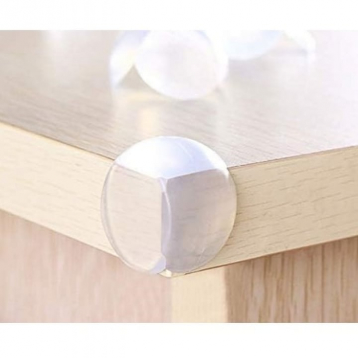 Set 4 protectii colturi pentru mobilier VarioShop®, autoadezive, silicon, compatibilitate universala, siguranta pentru copii, Transparent [6]