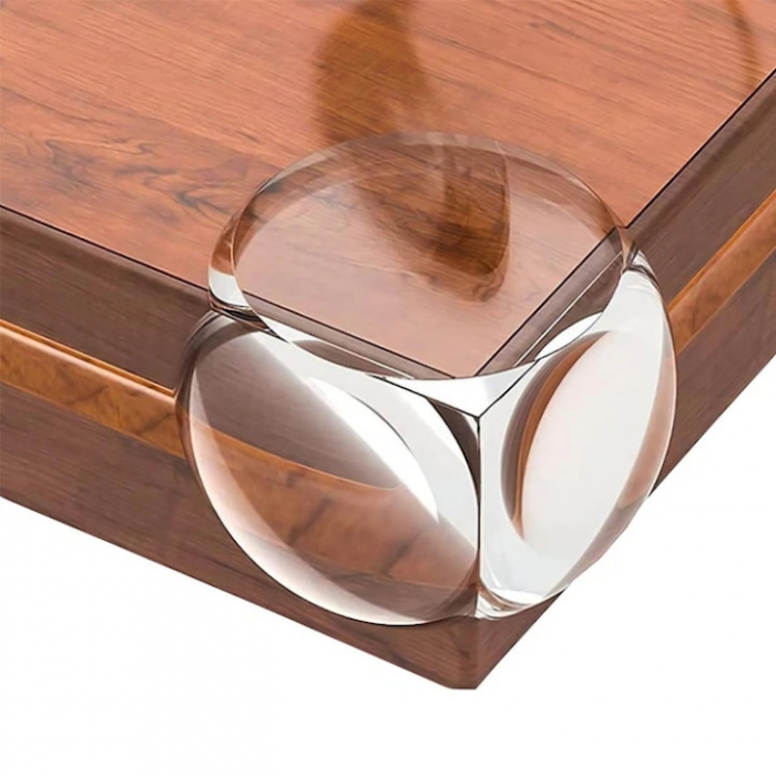 Set 4 protectii colturi pentru mobilier VarioShop®, autoadezive, silicon, compatibilitate universala, siguranta pentru copii, Transparent [10]