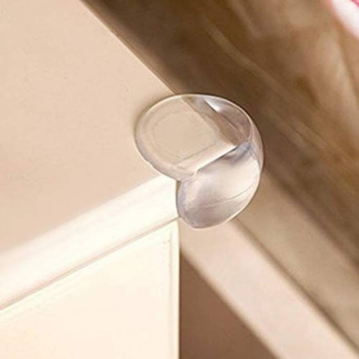 Set 4 protectii colturi pentru mobilier VarioShop®, autoadezive, silicon, compatibilitate universala, siguranta pentru copii, Transparent [5]