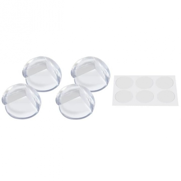 Set 4 protectii colturi pentru mobilier VarioShop®, autoadezive, silicon, compatibilitate universala, siguranta pentru copii, Transparent [15]