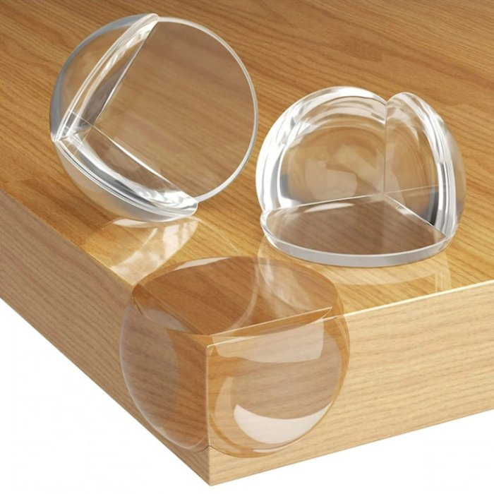 Set 4 protectii colturi pentru mobilier VarioShop®, autoadezive, silicon, compatibilitate universala, siguranta pentru copii, Transparent [11]