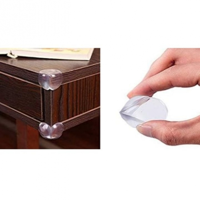 Set 4 protectii colturi pentru mobilier VarioShop®, autoadezive, silicon, compatibilitate universala, siguranta pentru copii, Transparent [7]