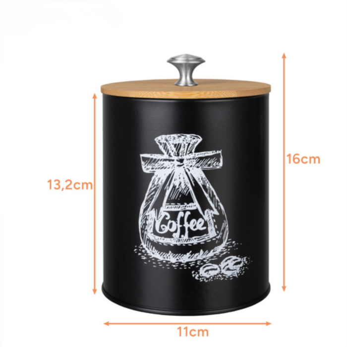 Set 4 recipiente alimentare VarioShop®, capacitate 1.5 L, otel/bambus, pentru cafea, ceai, zahar, sare, design modern, negru [9]